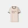 Kortärmad T-shirt med kontrasterande ribbad kant Kortärmad T-shirt med kontrasterande ribbad kant