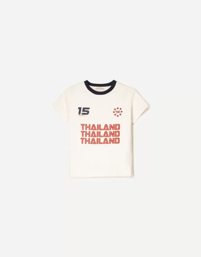 Kortärmad T-shirt med kontrasttryck