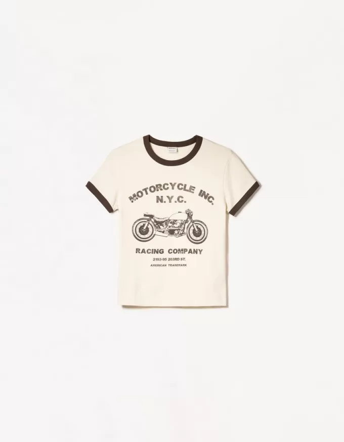 Kortärmad T-shirt med kontrasttryck Kortärmad T-shirt med kontrasttryck