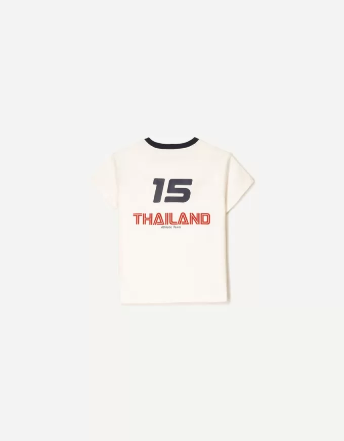 Kortärmad T-shirt med kontrasttryck