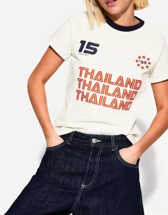 Kortärmad T-shirt med kontrasttryck