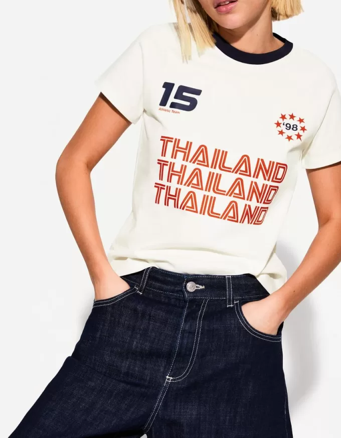 Kortärmad T-shirt med kontrasttryck