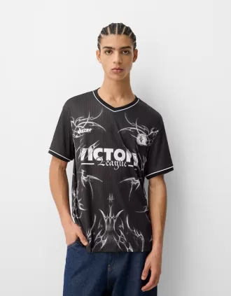 Kortärmad T-shirt med meshtryck
