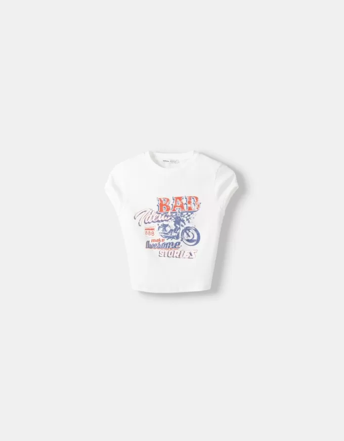 Kortärmad T-shirt med remmar bak