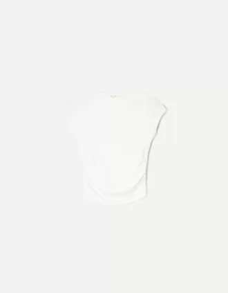 Kortärmad T-shirt med rynkning i sidan
