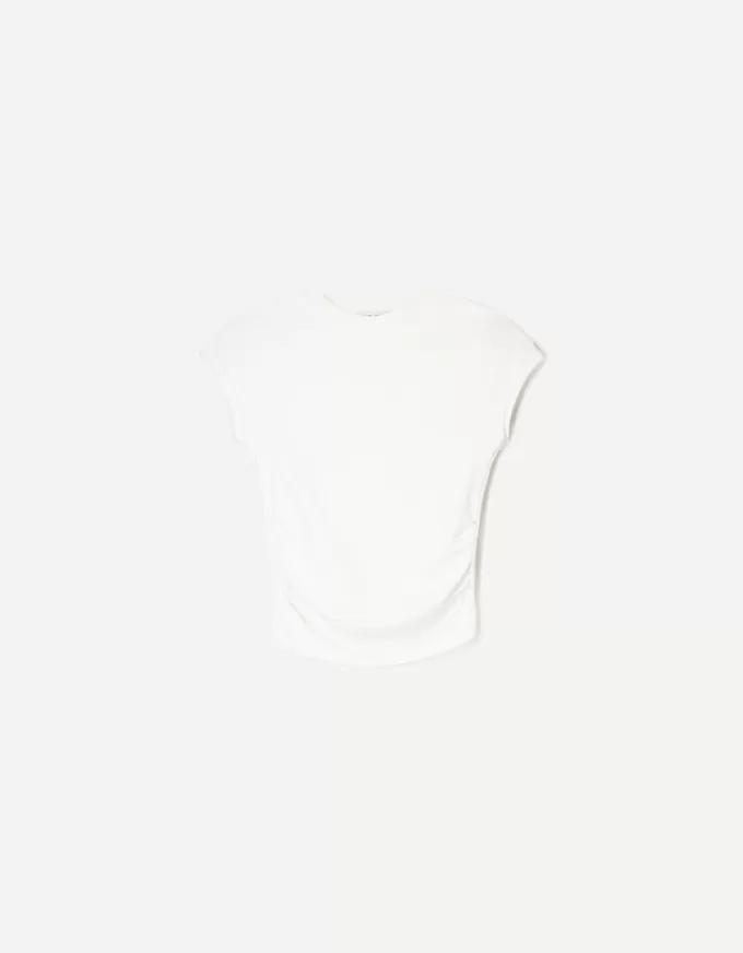 Kortärmad T-shirt med rynkning i sidan Kortärmad T-shirt med rynkning i sidan