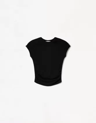 Kortärmad T-shirt med rynkning i sidan