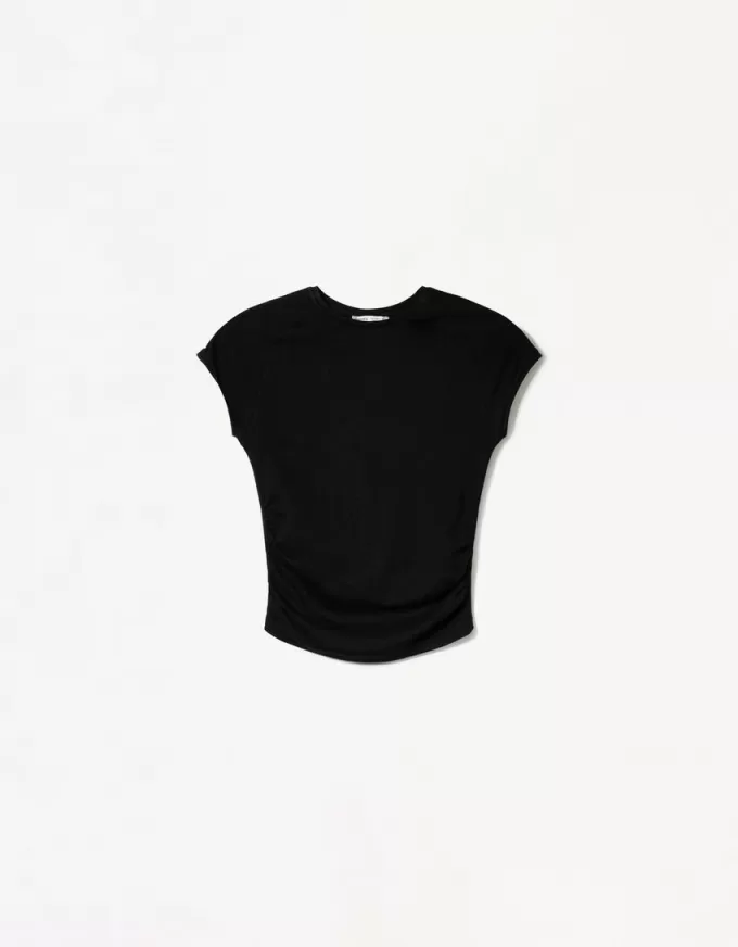 Kortärmad T-shirt med rynkning i sidan Kortärmad T-shirt med rynkning i sidan