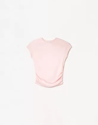 Kortärmad T-shirt med rynkning i sidan