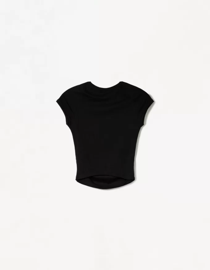 Kortärmad T-shirt med rynkning i sidan Kortärmad T-shirt med rynkning i sidan