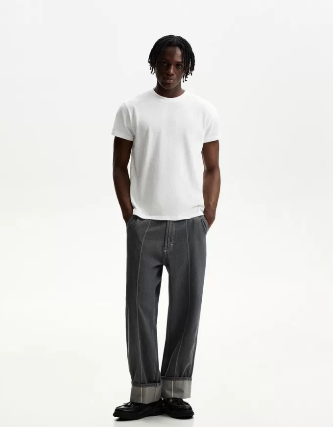 Kortärmad T-shirt med slubeffekt