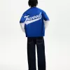 Kortärmad T-shirt med sportigt tryck i mesh Kortärmad T-shirt med sportigt tryck i mesh