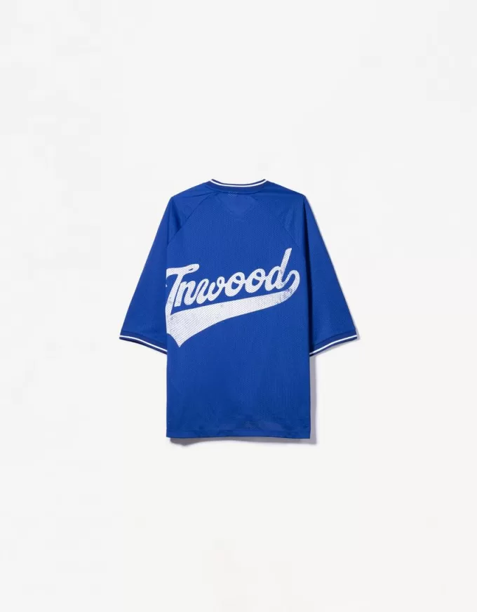Kortärmad T-shirt med sportigt tryck i mesh Kortärmad T-shirt med sportigt tryck i mesh