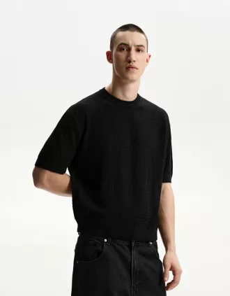 Kortärmad T-shirt med struktur