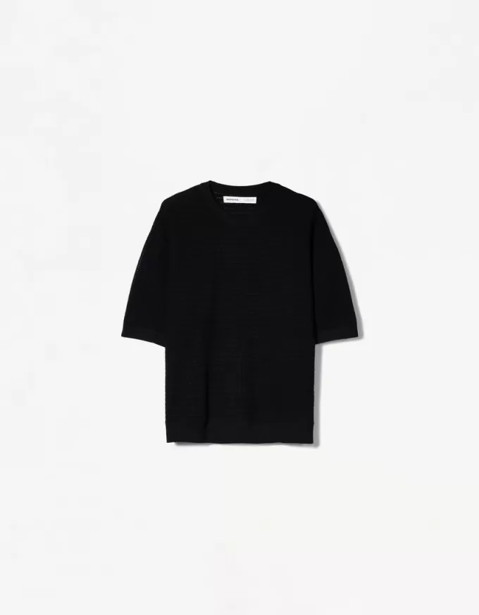 Kortärmad T-shirt med struktur
