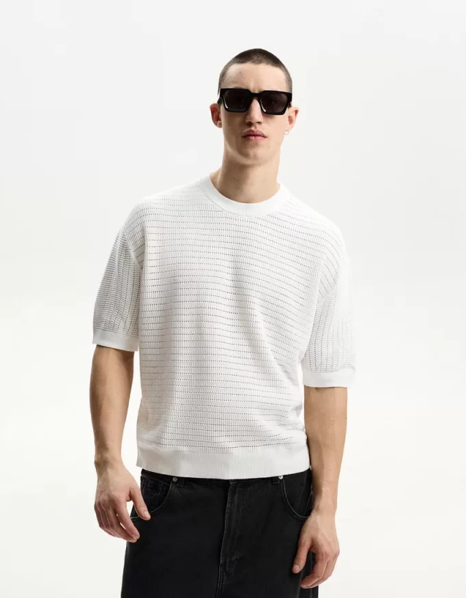 Kortärmad T-shirt med struktur Kortärmad T-shirt med struktur