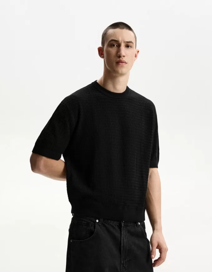 Kortärmad T-shirt med struktur