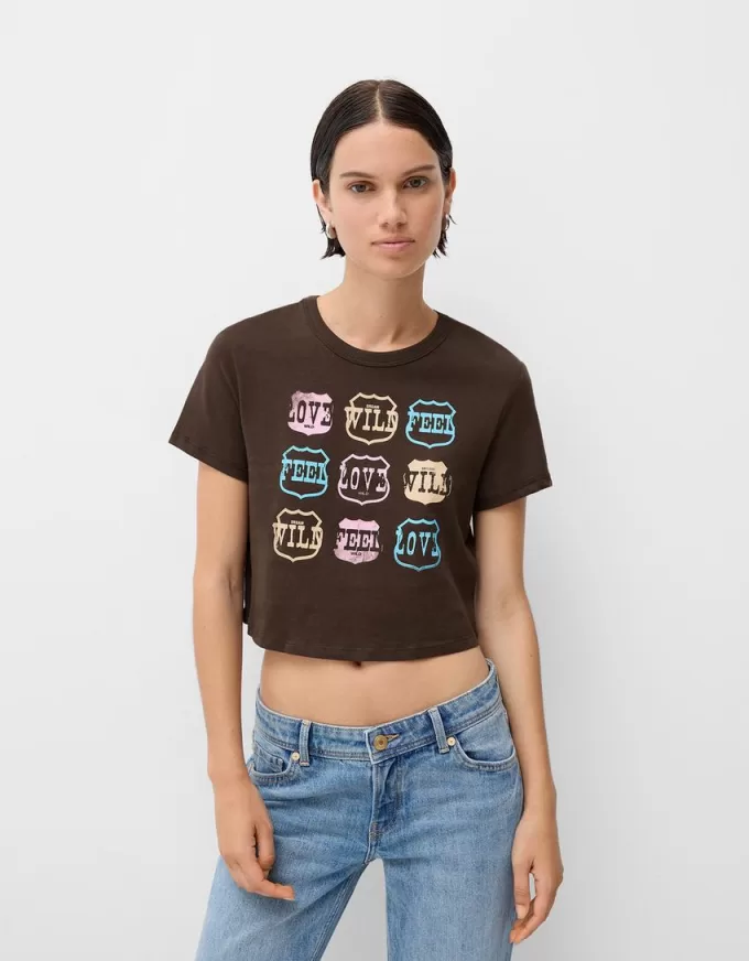 Kortärmad T-shirt med tryck