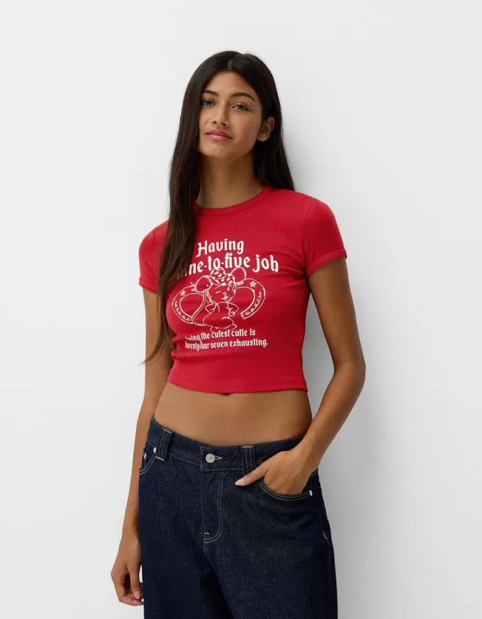 Kortärmad T-shirt med tryck