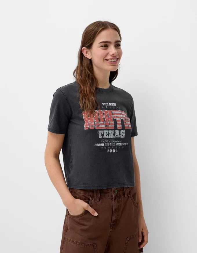 Kortärmad T-shirt med tryck