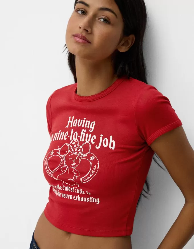 Kortärmad T-shirt med tryck