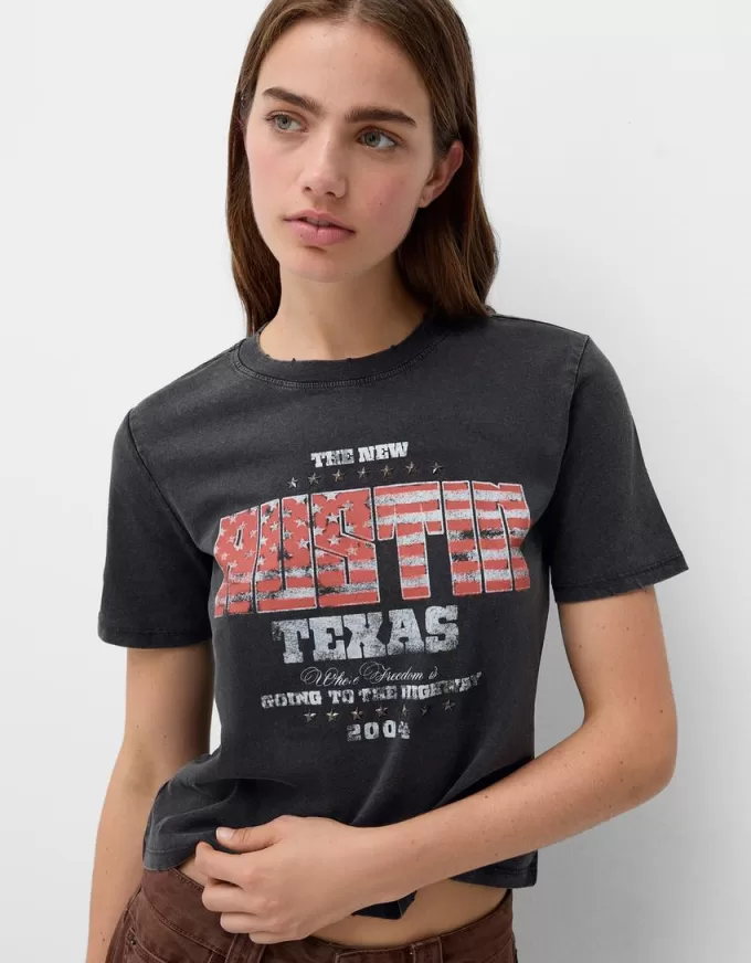 Kortärmad T-shirt med tryck
