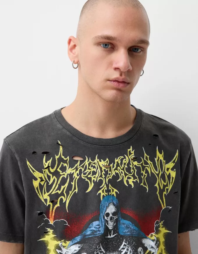 Kortärmad T-shirt med tryck Kortärmad T-shirt med tryck