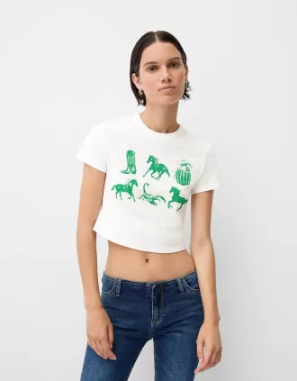 Kortärmad T-shirt med tryck