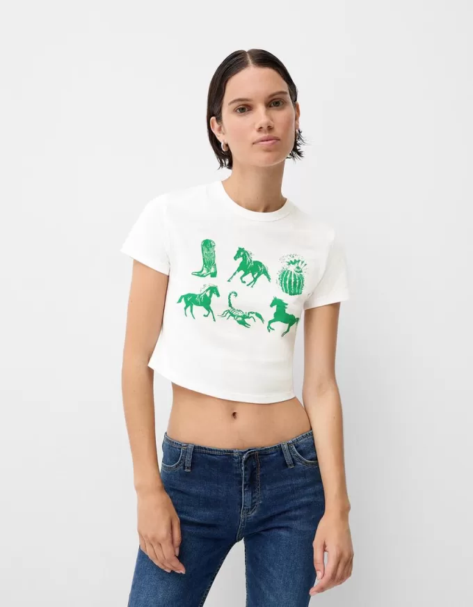 Kortärmad T-shirt med tryck