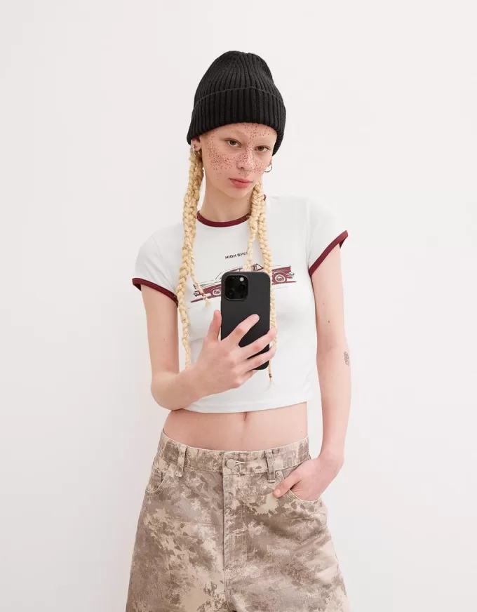 Kortärmad T-shirt med tryck