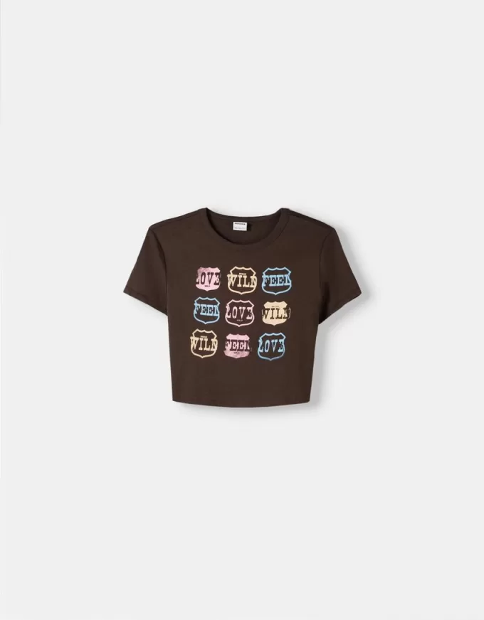 Kortärmad T-shirt med tryck