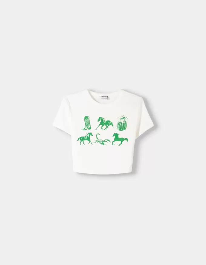 Kortärmad T-shirt med tryck