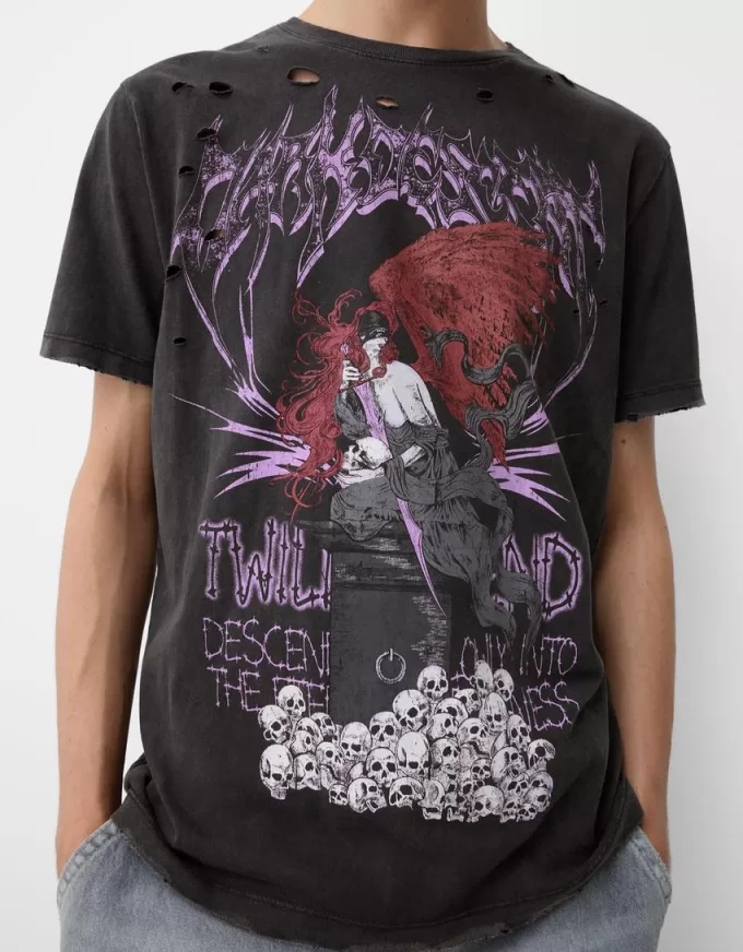 Kortärmad T-shirt med tryck Kortärmad T-shirt med tryck