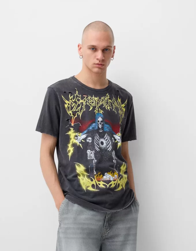 Kortärmad T-shirt med tryck Kortärmad T-shirt med tryck