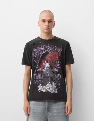 Kortärmad T-shirt med tryck
