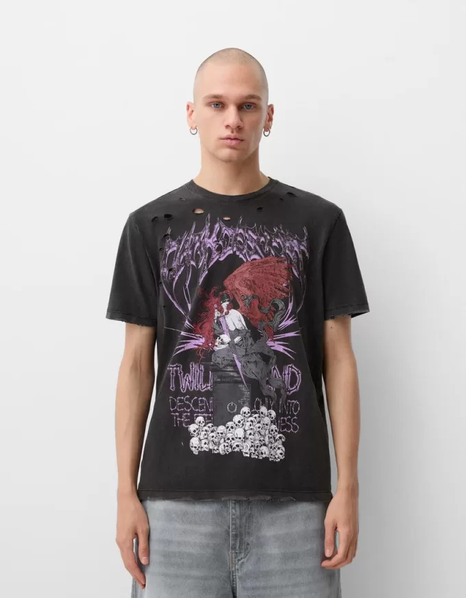 Kortärmad T-shirt med tryck Kortärmad T-shirt med tryck