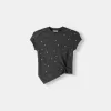 Kortärmad asymmetrisk T-shirt med nitar Kortärmad asymmetrisk T-shirt med nitar