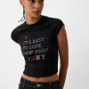 Kortärmad beskuren T-shirt med tryck Kortärmad beskuren T-shirt med tryck