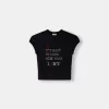 Kortärmad beskuren T-shirt med tryck Kortärmad beskuren T-shirt med tryck