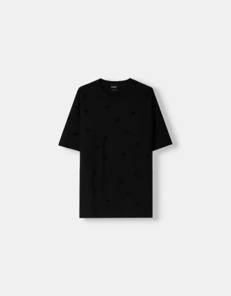 Kortärmad t-shirt i tjock tyg med sömmar