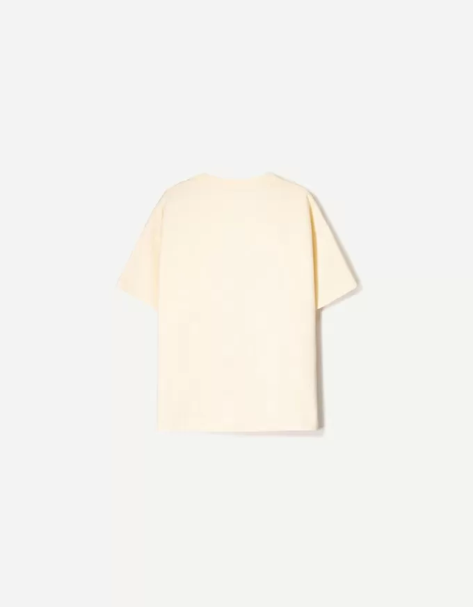 Kraftig V-ringad kortärmad T-shirt i bomull Kraftig V-ringad kortärmad T-shirt i bomull