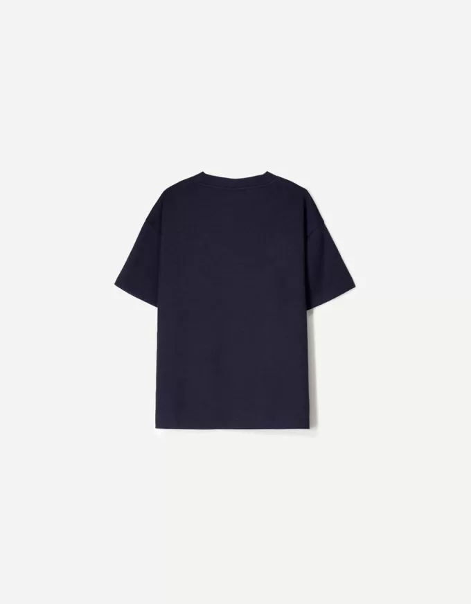 Kraftig V-ringad kortärmad T-shirt i bomull Kraftig V-ringad kortärmad T-shirt i bomull