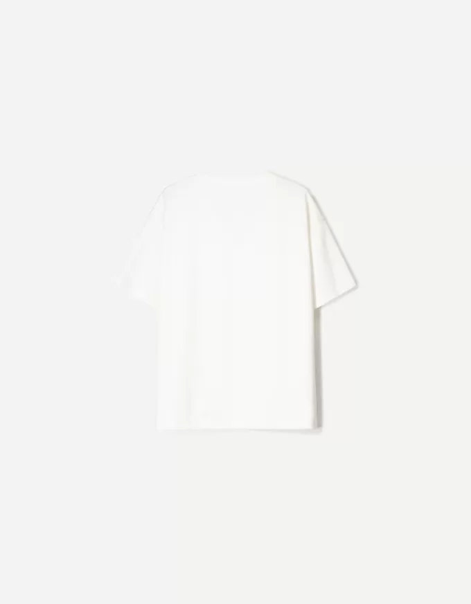 Kraftig V-ringad kortärmad T-shirt i bomull Kraftig V-ringad kortärmad T-shirt i bomull