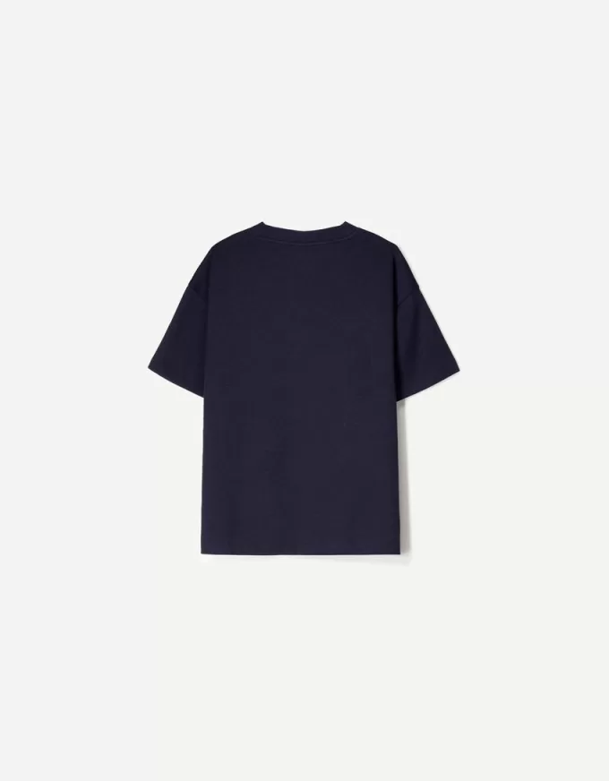 Kraftig V-ringad kortärmad T-shirt i bomull Kraftig V-ringad kortärmad T-shirt i bomull