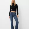 Lågt känga jeans med broderi