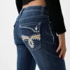 Lågt känga jeans med broderi