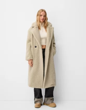 Lång faux shearling-rock