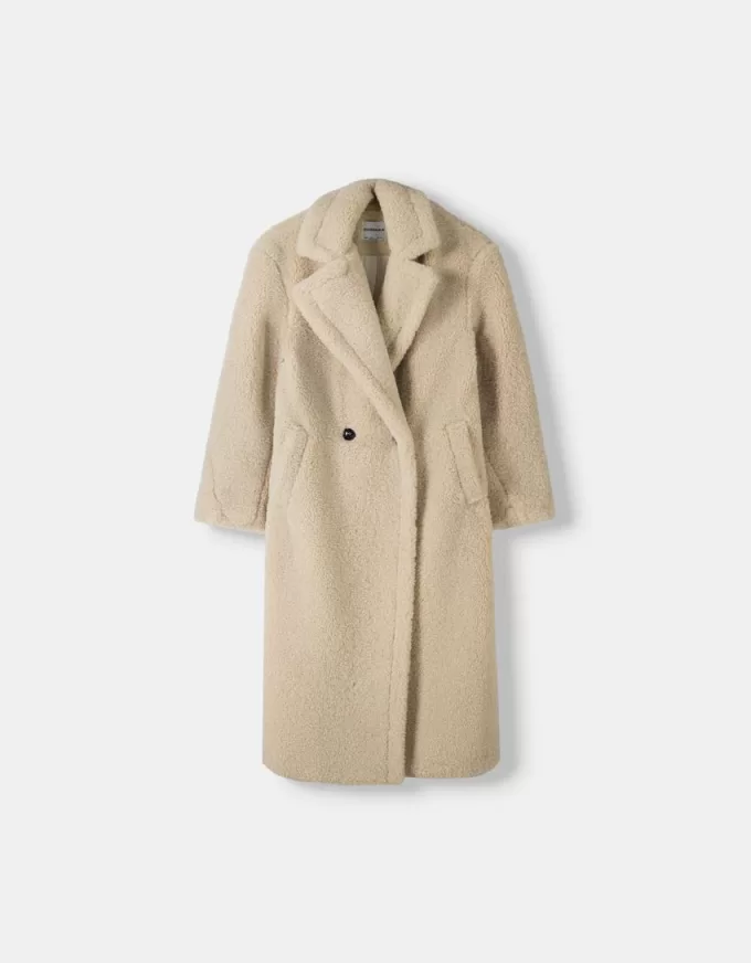 Lång faux shearling-rock