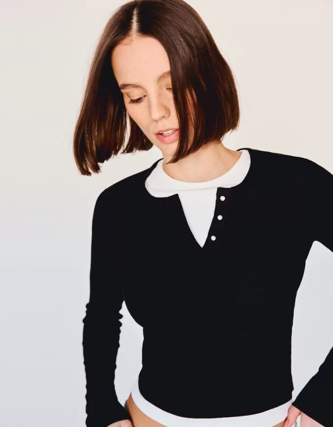 Långärmad Henley T-shirt Långärmad Henley T-shirt