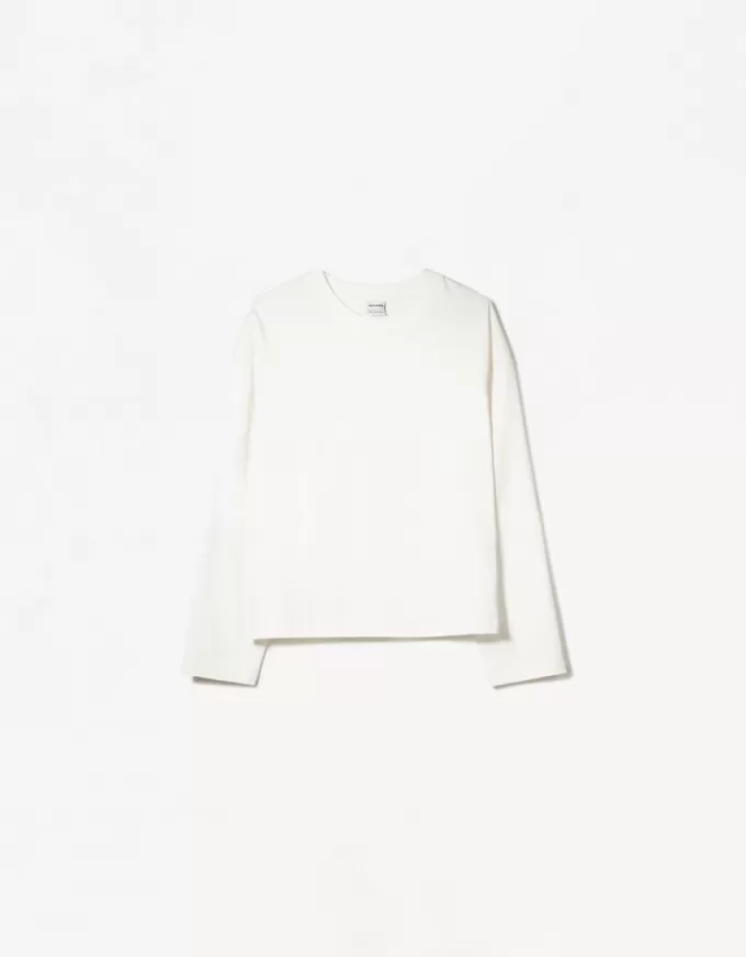 Långärmad T-shirt i bomull Långärmad T-shirt i bomull